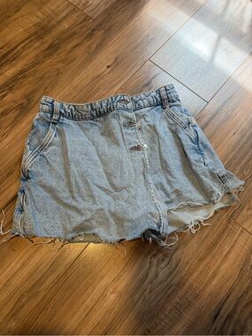 Zara Light Blue Washed Denim Cutoff Skort